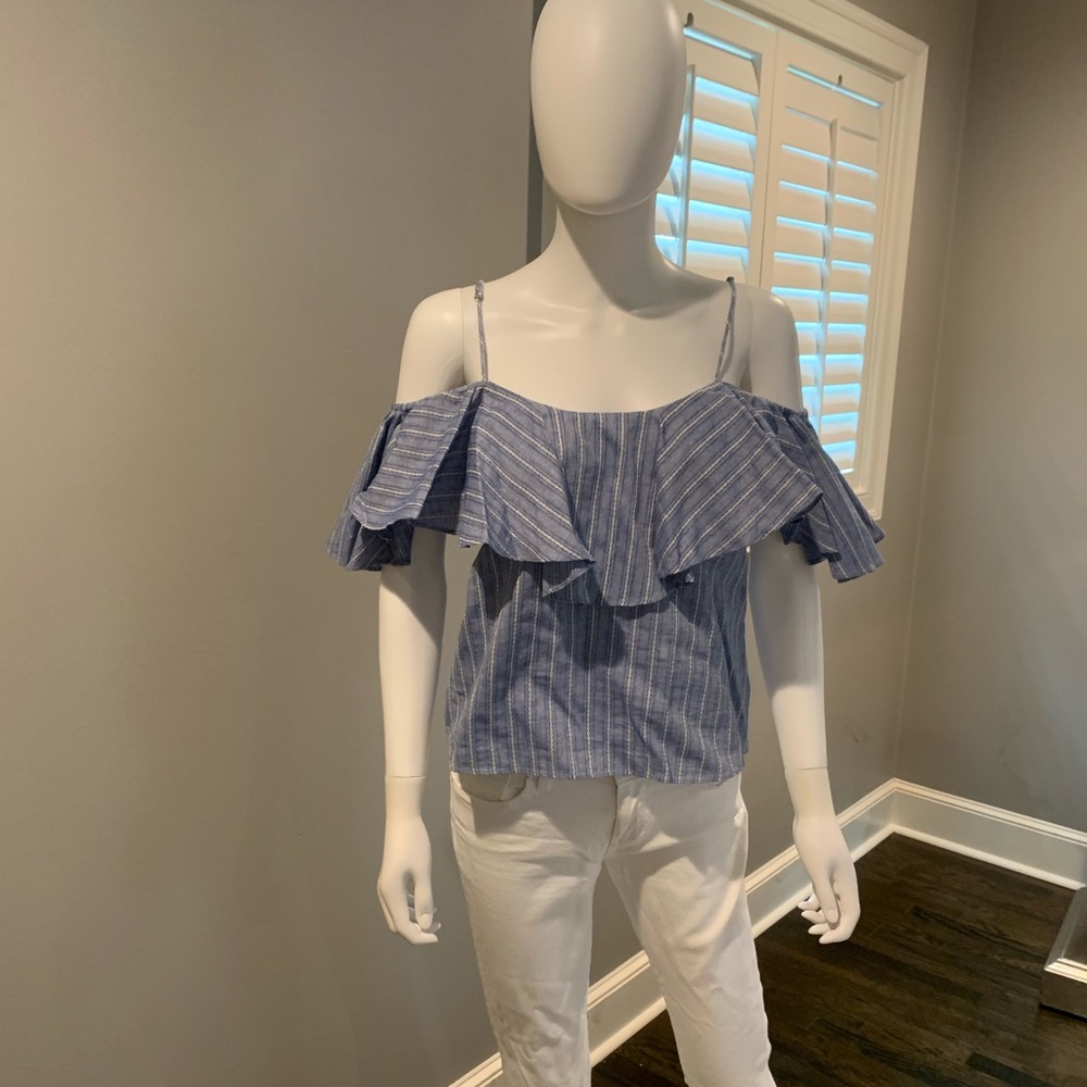 Misa Los Angeles Chambray Ruffle Top